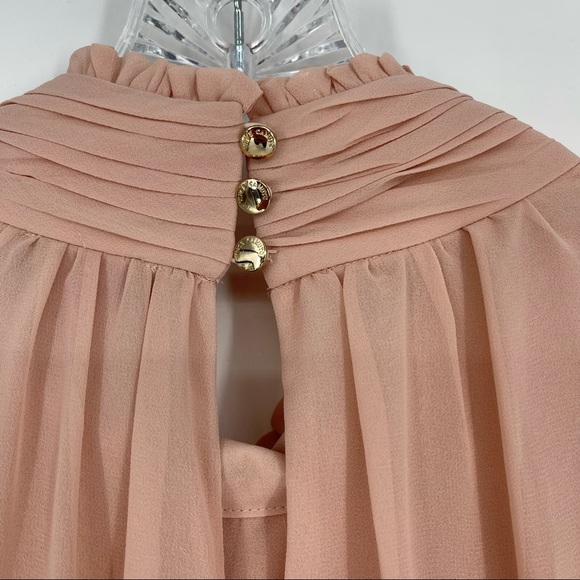 NWT Vince Camuto Pink High Neck Pleated Blouse LG - Picture 13 of 16